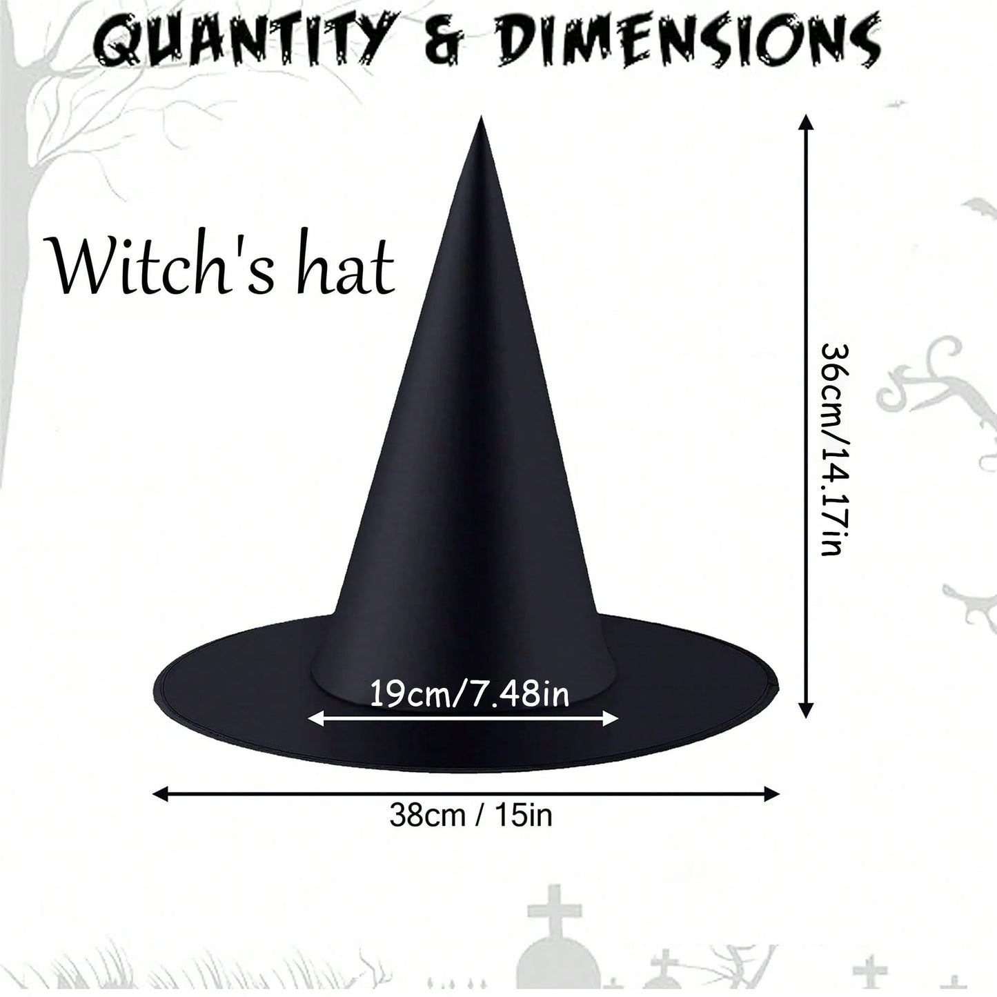 2 Pack Halloween Black Witches Hat Witch Hats Hanging Witch Hats with Hanging Rope for Halloween Party Decorations