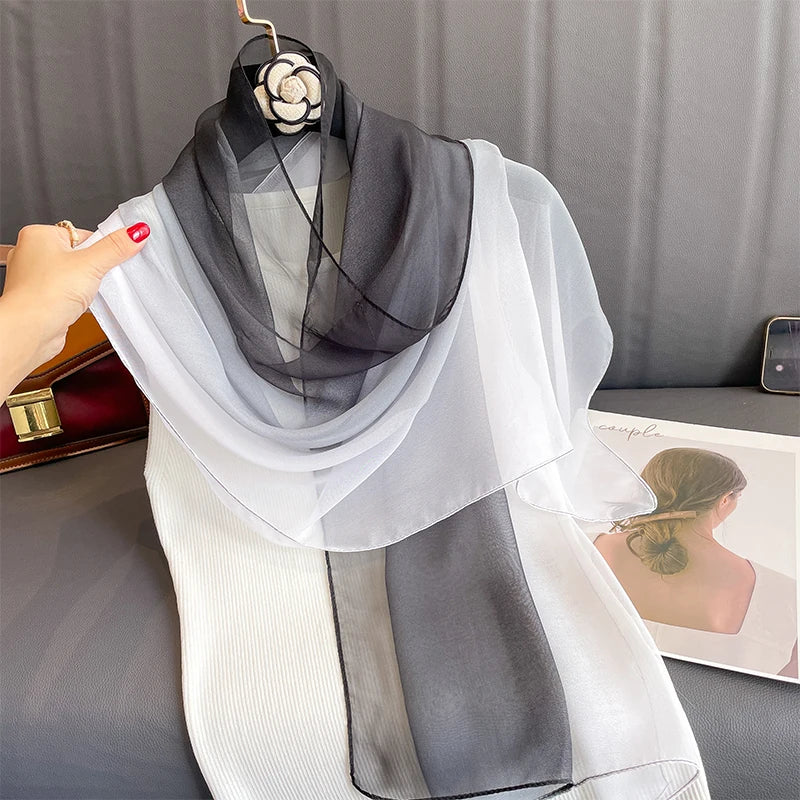 50*160CM Fashion Women Chiffon Gradient Scarf Shawl Luxury Elegant Lady Versatile Sun Protection Decorate Scarves Headscarf