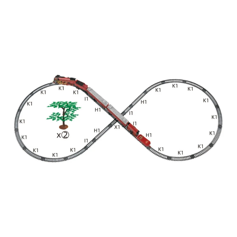 Classical Christmas Remote Control Train Toy Steam Track Sound and Light Christmas Gift Toy