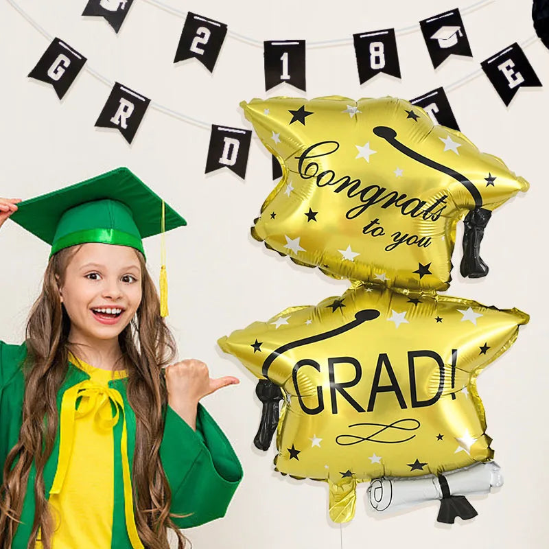 Graduation Balloon Gold Black Doctor Helium Foil Balloons Congratulation Graduation High School 2025 Graduation Party Decoration