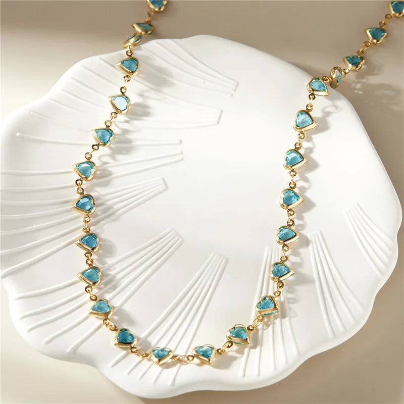 Exquisite Boho Candy Color Heart Shaped Crystal Bracelet for Women Fashion Charm Zircon Butterfly Pearl Metal Chain Bracelets