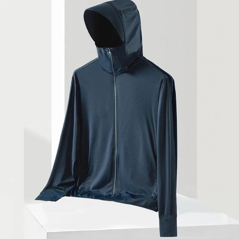 UPF 50+ Sunscreen Jacket for Men -Waterproof Hooded Windbreaker for Summer Fishing and Hunting Quick Dry Sun Protection Clothing