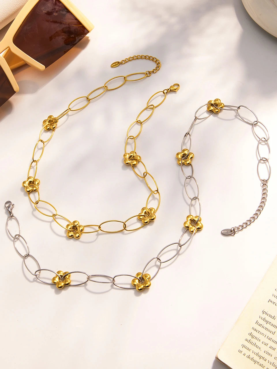 Chain Necklace Bracelet In Stainless Steel With 18k Gold Plated Waterproof Non Tarnish Bracelets Necklaces Jewelry Set For Women