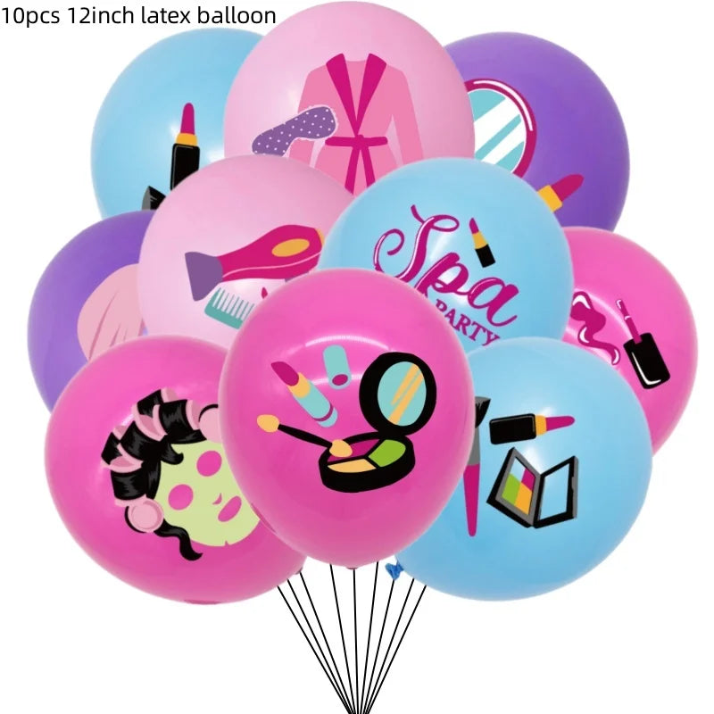 130*220cm Spa Make Up Theme Tablecloth Decoration Kids Girls Birthday Party Makeup Disposable Table Cover Baby Shower Supplies