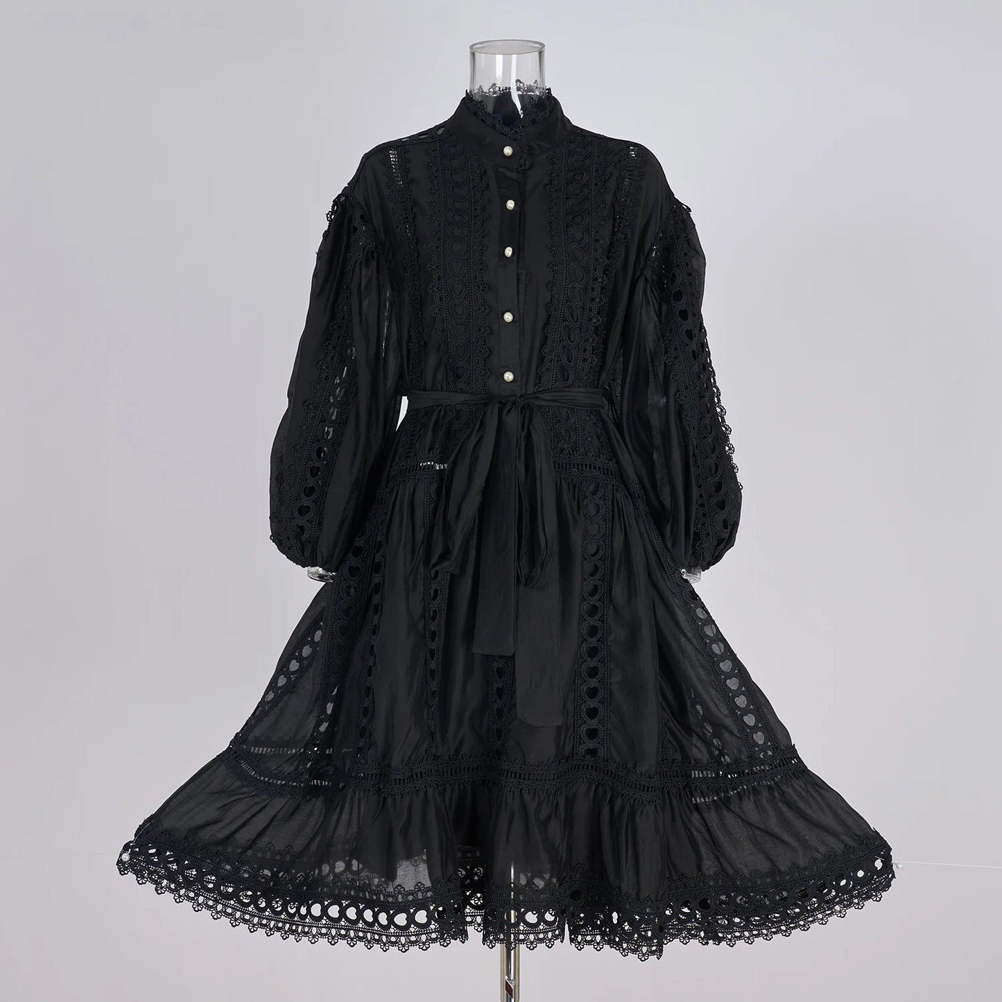 Elegant Embroidery Long Dress 2 Piece Set Women Summer Autumn Hollow Out Crochet Shirts Elastic Waist Long Maxi Skirt Suits