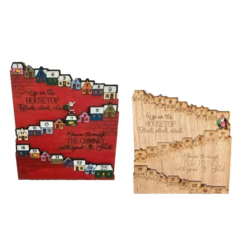 1/4pcs New Father Christmas Castle Countdown Advent Calendar Christmas Gift Wooden Calendar Ornament Decoration Stand