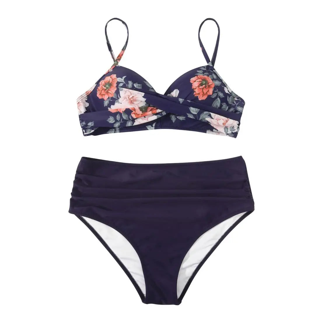 2024 Sexy Leaf Print Bikini Female Swimsuit Women Swimwear Thong Push Up Bikinis Set High Waist Swimming Suits for Bathing Suit