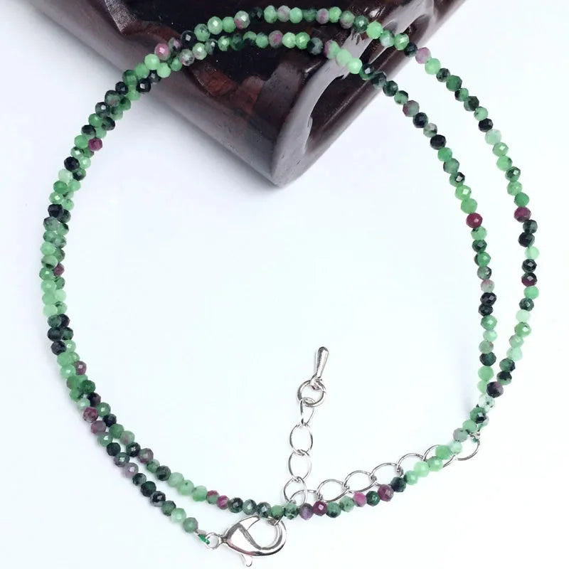 2-3mm Natural Stone Beaded Necklace Handmade Mini Tourmaline lapis crystal Energy Healing Female Bracelet for Women Jewelry Gift