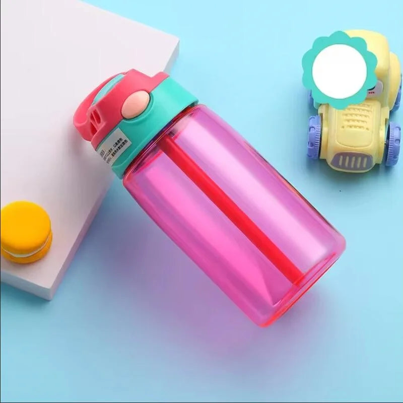 480ml Water Bottle With Straw Kids Girls Portable Travel Bottles Gym Sports Fitness Cup Summer Cold Water Juice Drinking Bottle