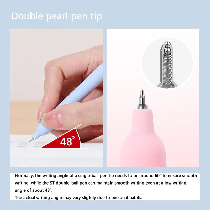 KACO 2pcs Sakura Gel Pen Set Double Ball ST Tip Side-pressed Decompression Signature Pens, Limited Romantic Aesthetic Stationery
