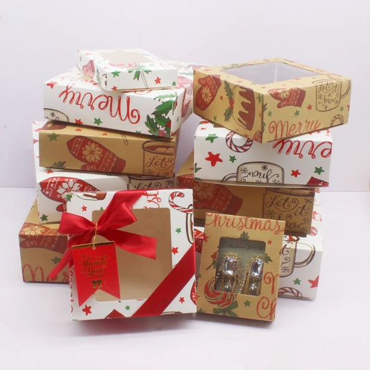 10pcs in various sizes, white, kraft paper color, printed Christmas gift box