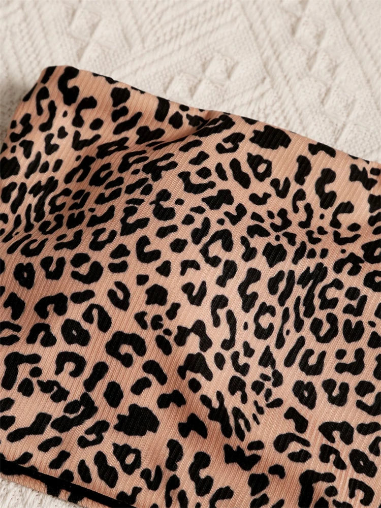 Bikini Women Swimsuit 2025 New Bikinis Set Leopard Bandeau Swimwear Summer Sexy High Waist Two Piece Beach Bathing Suit Female