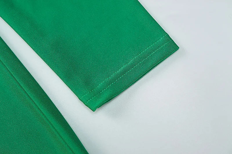 Shoulder Padded Long Sleeve Bodycon Green Party Club Maxi Long Dress 2023 Spring Autumn Women Fashion Elegant Clothes