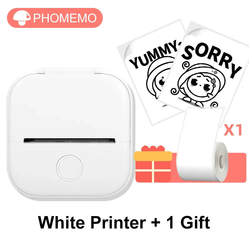 Phomemo T02 Wireless Pocket Thermal Printer Portable Mini Wirelessly BT Connect 203dpi Photo Label Memo List Printing Clearly