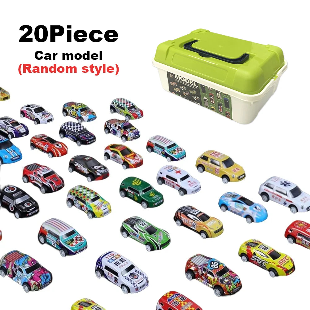 Christmas Gift 48Pieces Alloy Racing Car Models Scale Cars Set Container Storage Toy Metal Trucks Vehicles Model for for Kids