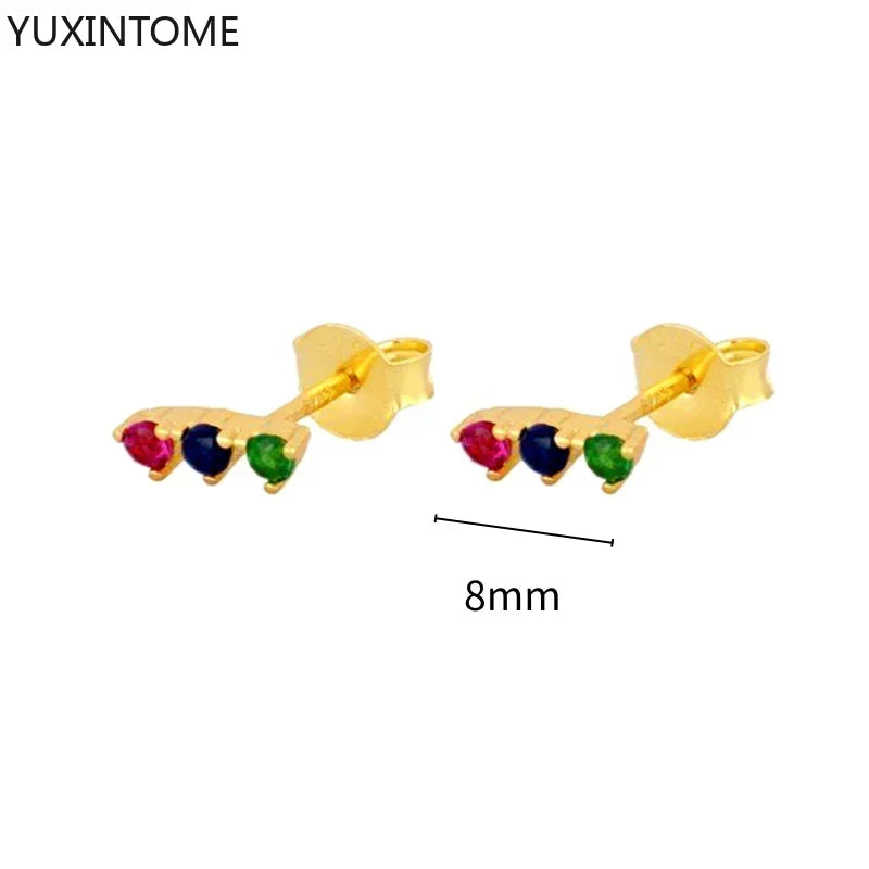 Colorful Crystal Earrings 925 Sterling Silver Ear Needle Stud Earrings for Women Cross Dangle Earrings Party Wedding Jewelry