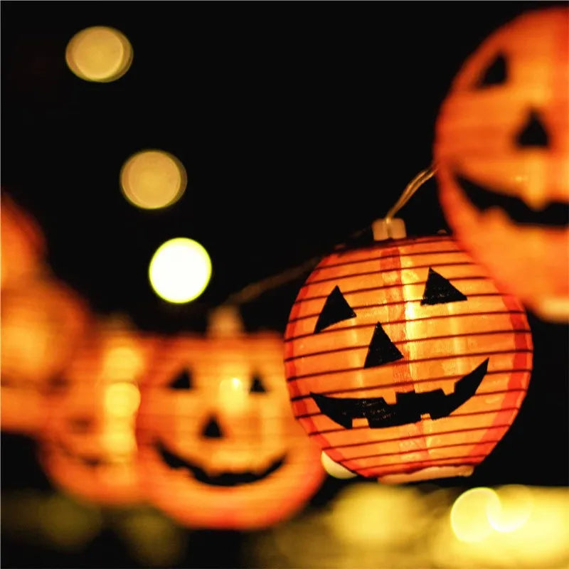 Halloween Pumpkin Lantern Solar String Lights Outdoor Waterproof LED Fairy String Lights Garden Yard Halloween Party Decorations