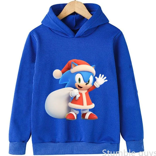 Anime Sonic Kids Hoodie Trucksuit Autumn Boys Girls Cartoon Clothes Christmas Gift Cool Match Sneakers Sweatshirt