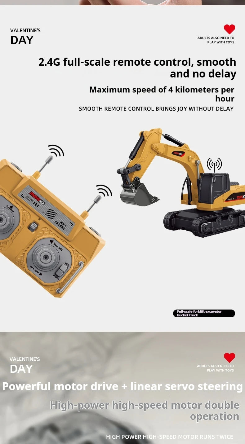 1/64 RC Car Alloy Mini RC Forklift Engineering Vehicle 2.4G Full Scale Mobile Phone RC Excavator Dumper Christmas Gift In stock