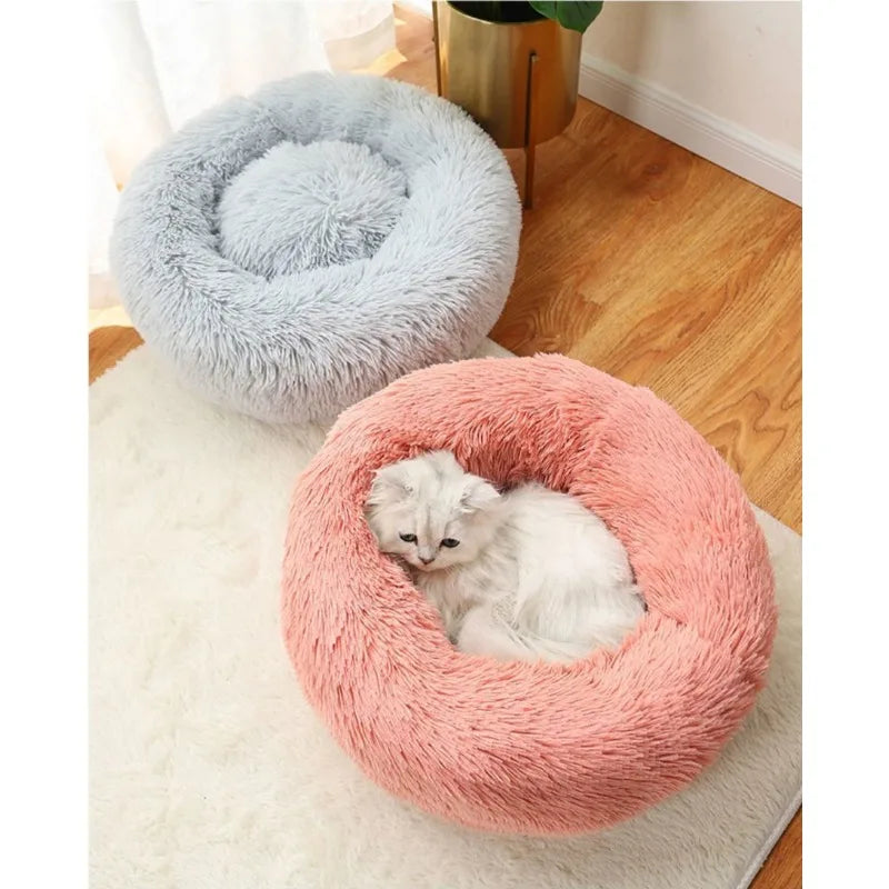 40-70cm Home Plush Pet Nest Super Soft Warm Detachable and Washable Round Pet Bed for Dog and Cat House Winter Warm Sleeping