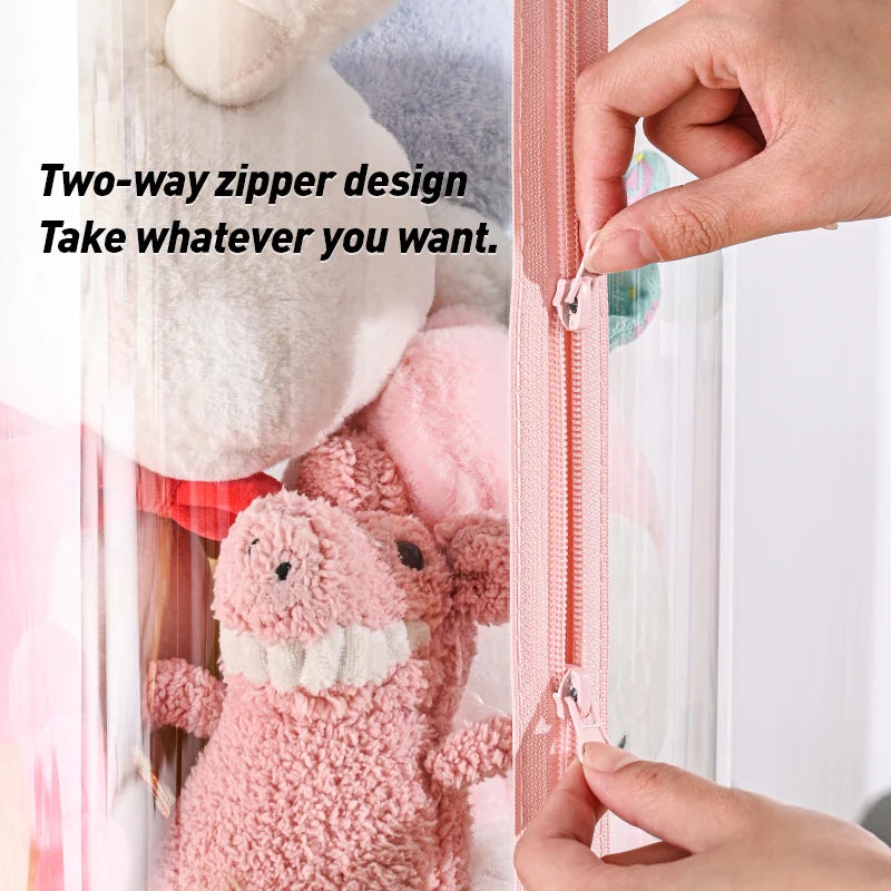 Transparent Doll Storage Box Plush Toy Circular Organization DIY Zipper Storage Tube Children's Toy Organizer Kid Christmas Gift