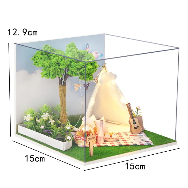 DIY Book Nook Kit Wooden Doll House 3D Puzzle Assembly Toy Home Bookend  Bookshelf Insert With Furniture Toys For Christmas Gift
