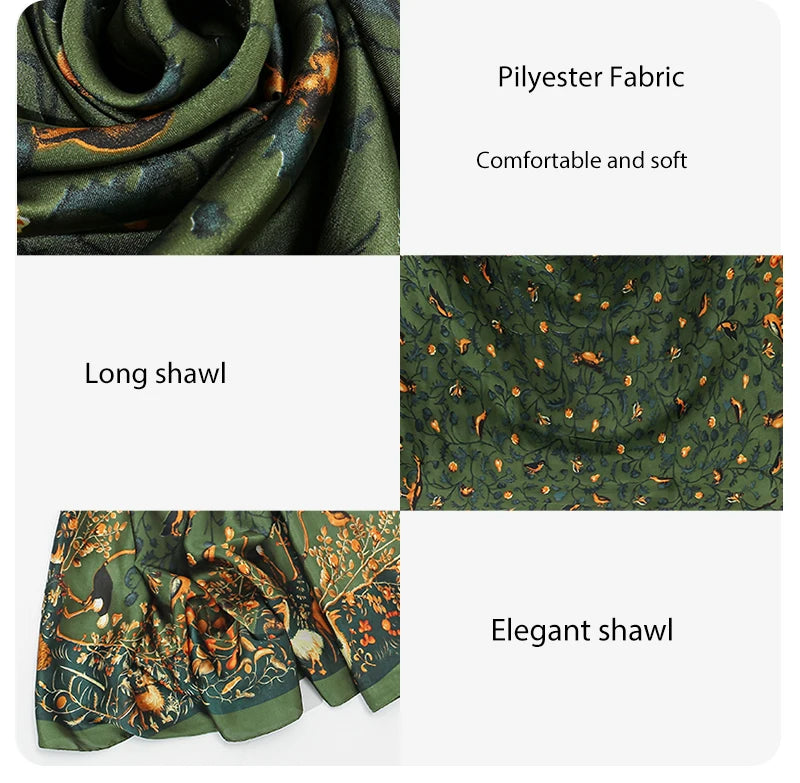 Printed Satin Shawl Geometric Cashew Polyester Scarf For Women Fashion Outdoor Sun Protection Cape 180*85cm