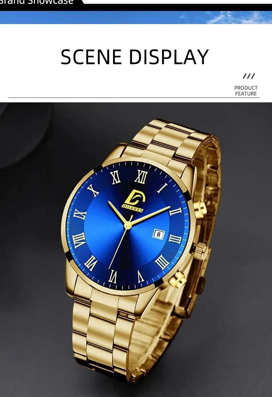 1Pcs Men's Casual Business Stainless Steel Band Quartz Watch 2PCS Luxury Alloy Bracelet Necklace Birthday Christmas Gift Set