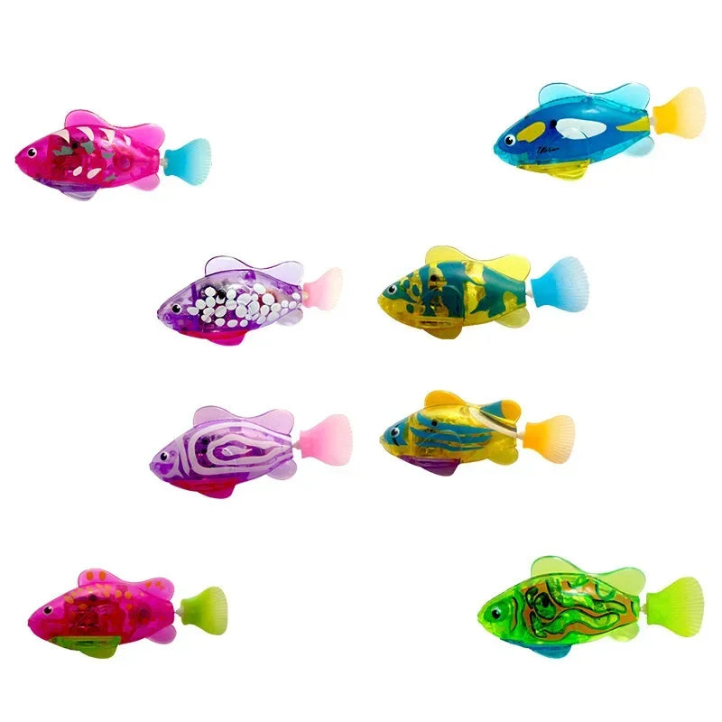 Electronic Fish Baby Summer Bath Toy Pet Cat Toys Swimming Robot Fish With LED Light Water Swim Pool Bathtub Toys Christmas Gift