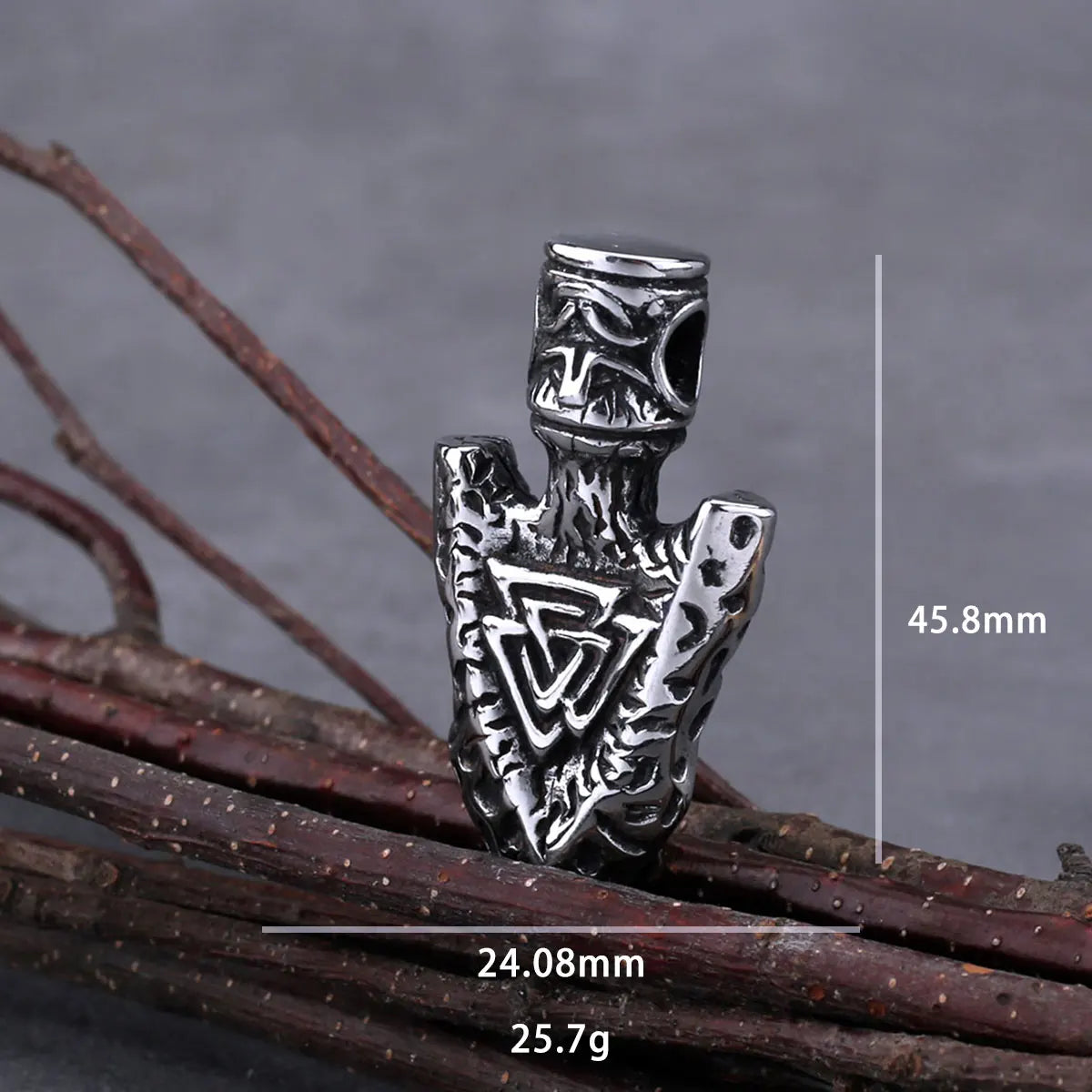 Stainless Steel Viking Spear Odin Triangle Rune Necklace Men's Nordic Hip Hop Biker Pendant Necklace Nordic Amulet Jewelry Gift
