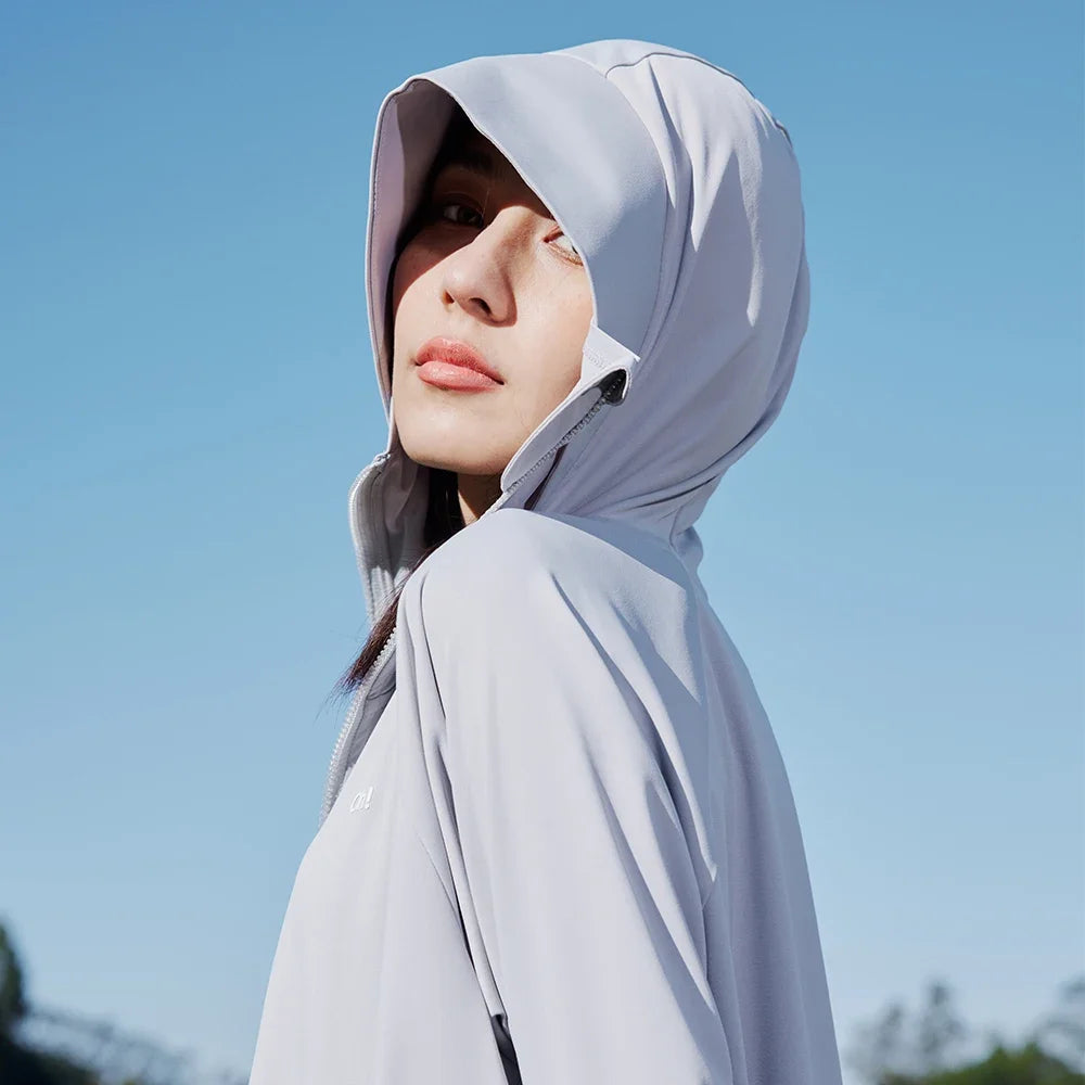 OhSunny Women Clothing Anti-UV Coats Hooded Sun Protection with Strip Loose Breathable Long Sleeve Sport Cycling Clothes