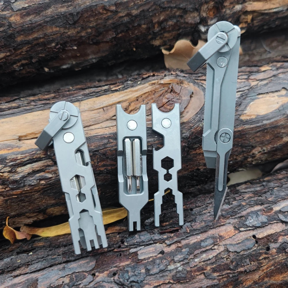 EDC TItanium Alloy with Titanium Key Ring Pry Bar Screwdriver Bottle Opener Handle Multi-tool profession Portable Outdoor Tools