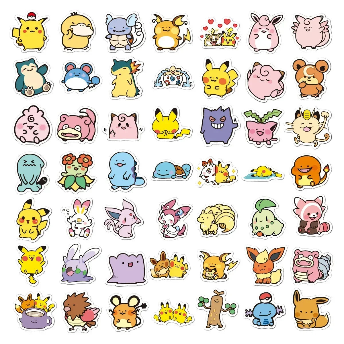 100PCS Cute Anime Pokemon Cartoon Stickers for Laptop Motorcycle Stationery DIY Kids Toys Graffiti Sticker Decoration