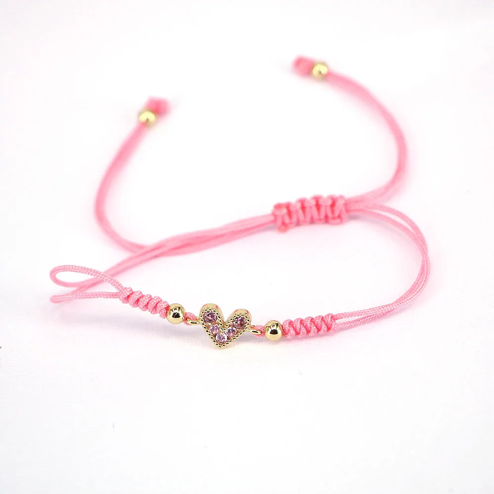 10PCS, Heart Shaped Love Rainbow Braided Bracelet Simple Trendy Ladies Thread Jewelry Gift Summer Charm Rope Cords Bracelets New