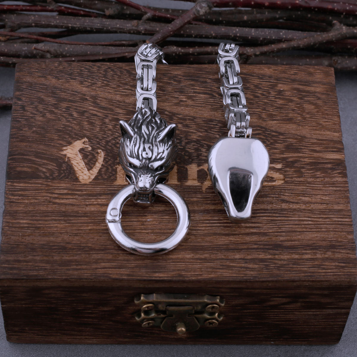 Viking Wolf Head Men's Bracelet Never Fade Hip Hop Rock Glamour Biker Fashion Bracelet Stainless Steel Jewelry Gift With Box