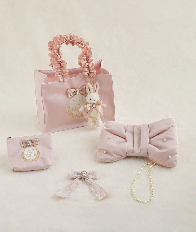 Japanese New Sweet Cute Rabbit Bear Rhinestone Bow Pendant Sweet Kawaii Girl Female Bear Bag Charm Pendant Keychains