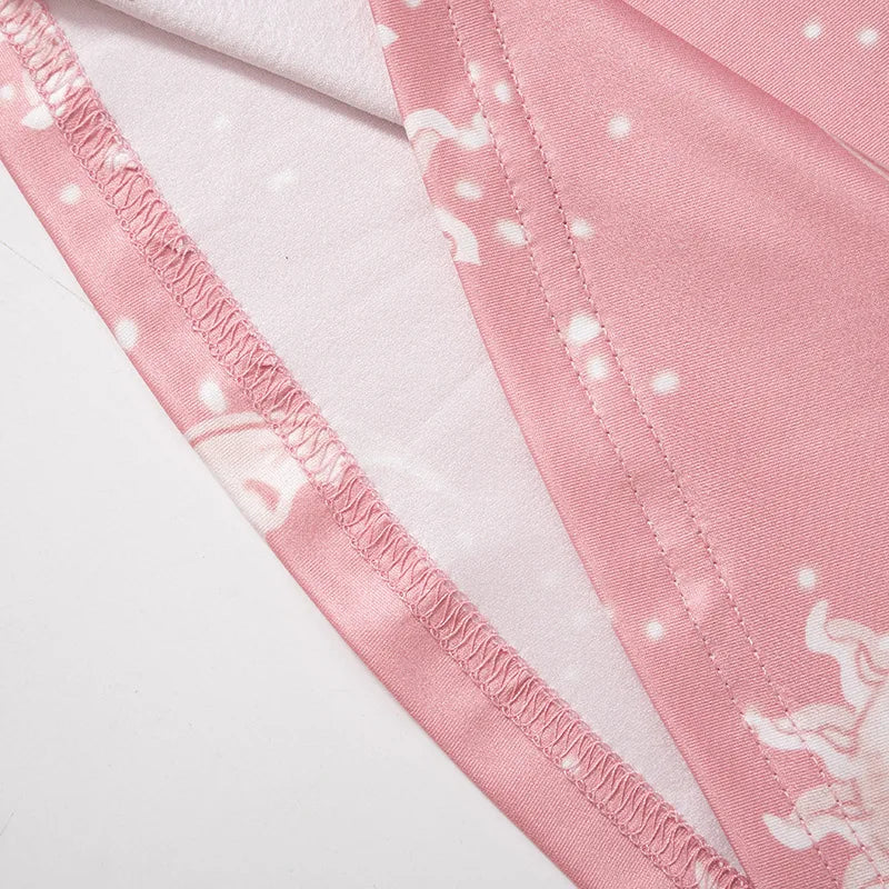 Summer Fashion Pink Pants Women Casual Slim Printed Long Flared Pants Streetwear Women Low-Rise Patchwork Abstract Y2k Pants