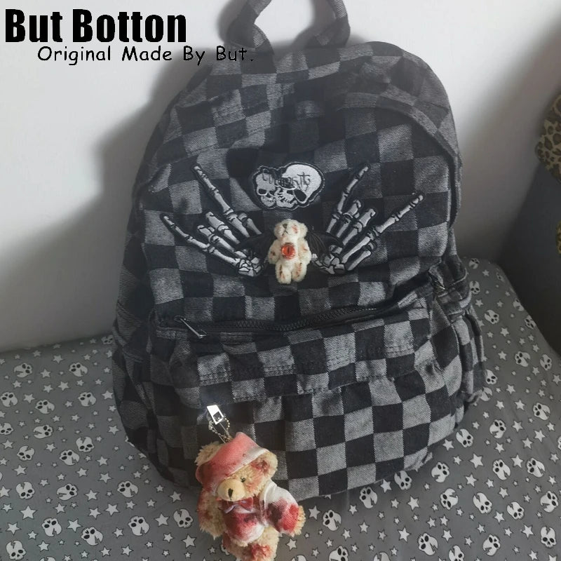 Men Women Streetwear Backpack large capacity Skull homestay y2k versatile hot girl goth punk bag student skeleton schoolbag