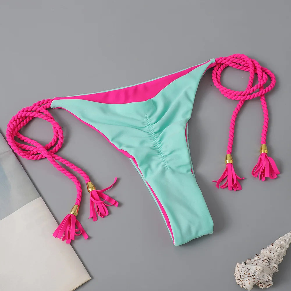 Swimsuit Women Bikinis Set Sexy Drawstring Bikini Beachwear Leopard Two-pieces Swimwear Bathing Suit Lace Up Bikini Set Biquinis