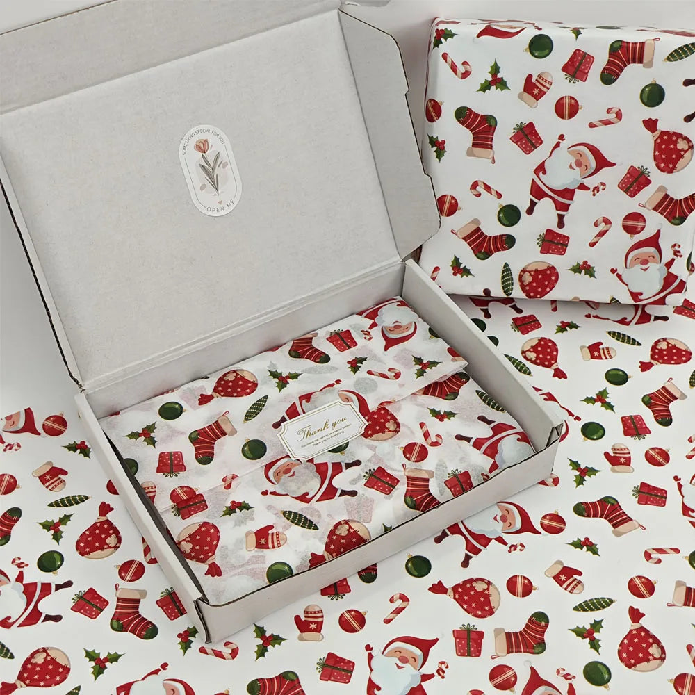 10/50pcs Santa Claus and Christmas gift patterns, Santa Claus, Christmas gifts,  handmade packaging paper, holiday decoration