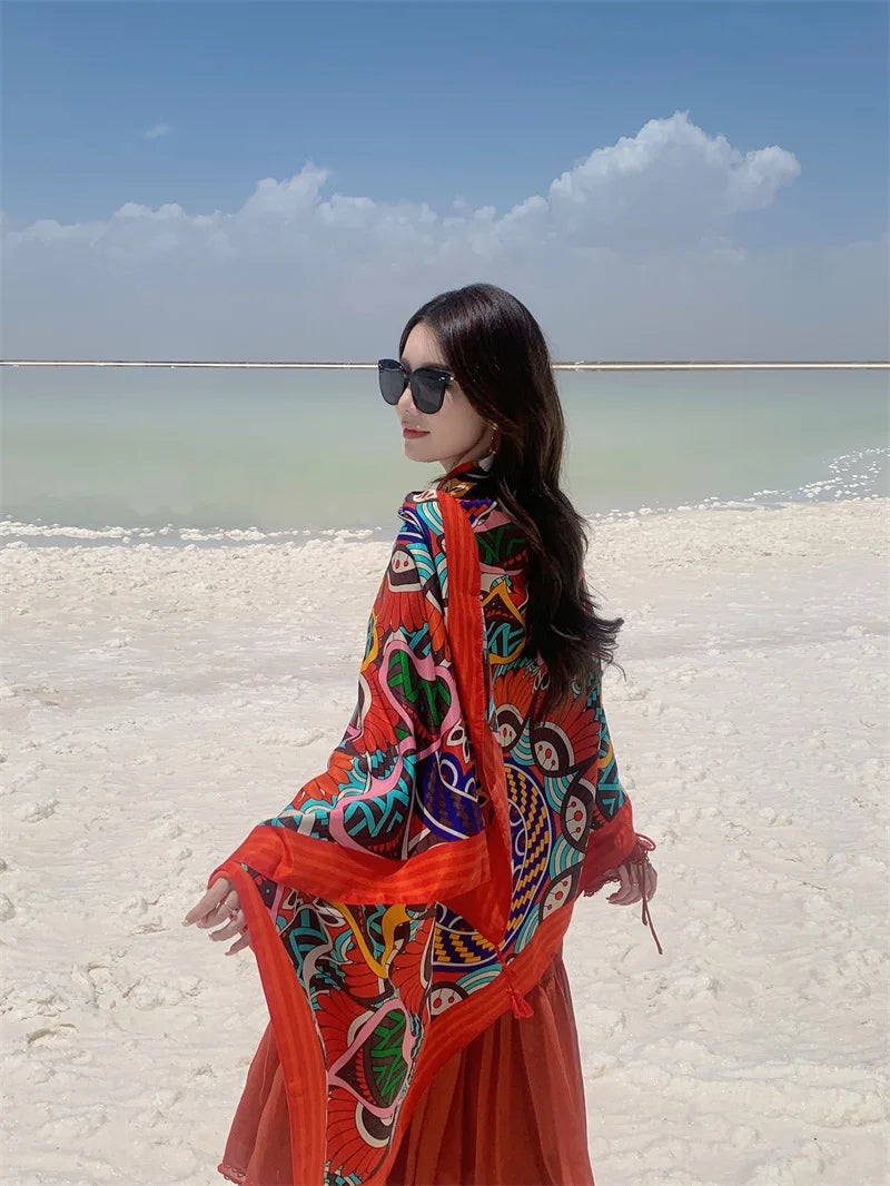 Travel Beach Sunscreen Scarves for Women Bikini Large Sarong Wrap Scarf Brazilian Swimsuit Bathing Cover-ups 17 Styles 90x180cm
