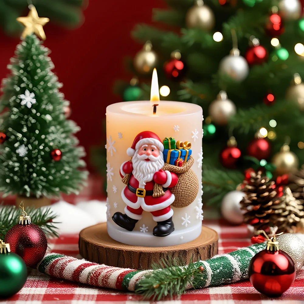 Santa Spherical Scented Candle Silicone Mold Wear Hat Santa Spherical Resin Mould Santa Relief Plaster Molds Christmas Gift