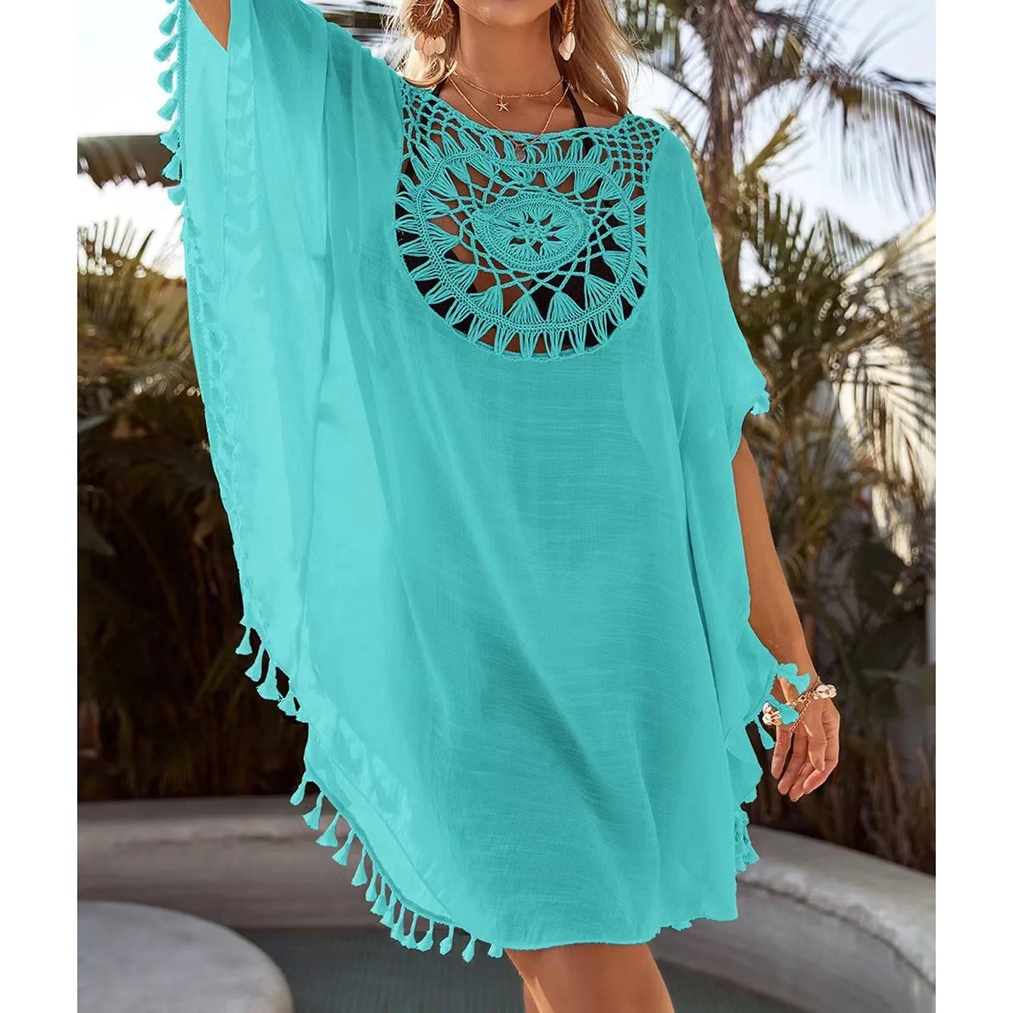 Sexy Loose Fashion Cotton Linen Beach Dress Plain Colour Bikini Cover UP Swimsuit Hollow Out Casual Vacation Dress Robe De Plage