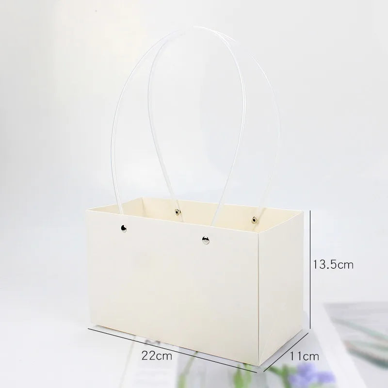 10pcs Christmas Gift Flower Kraft Paper Handbag Flower Arrangement Portable Box Rectangular Trapezoidal Flower Handheld Gift Box