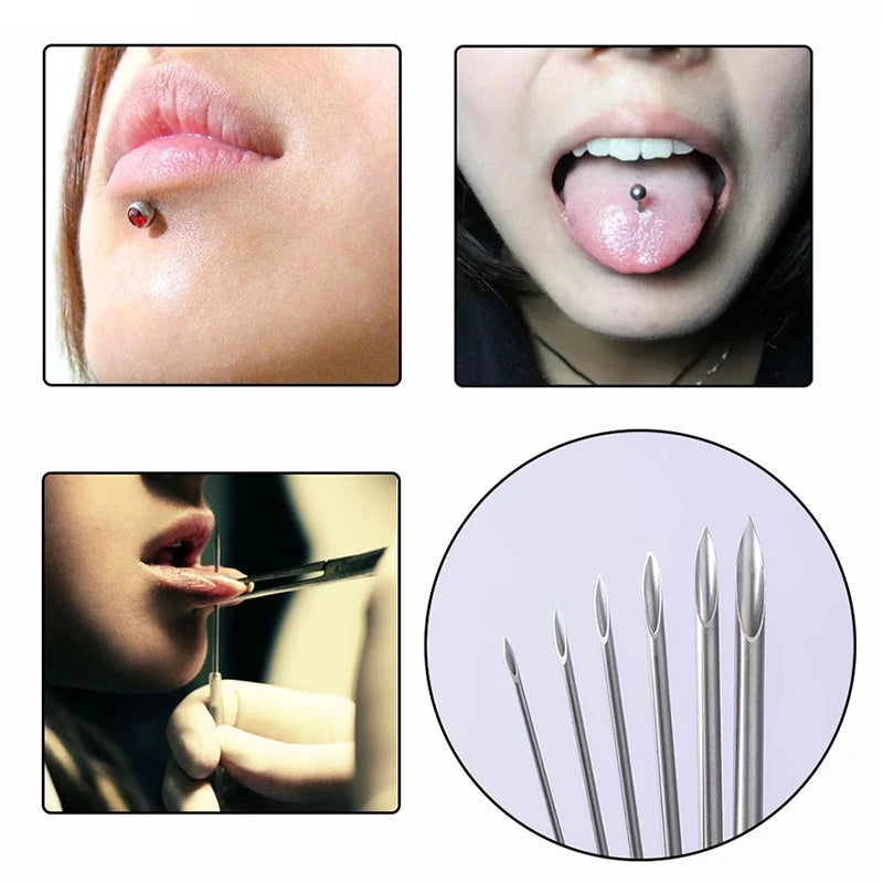 1/3/5Pcs Disposable Body Piercing Needles Medical Needle for Navel Nipple Lip Navel Ring Kit Surgical Steel Tool