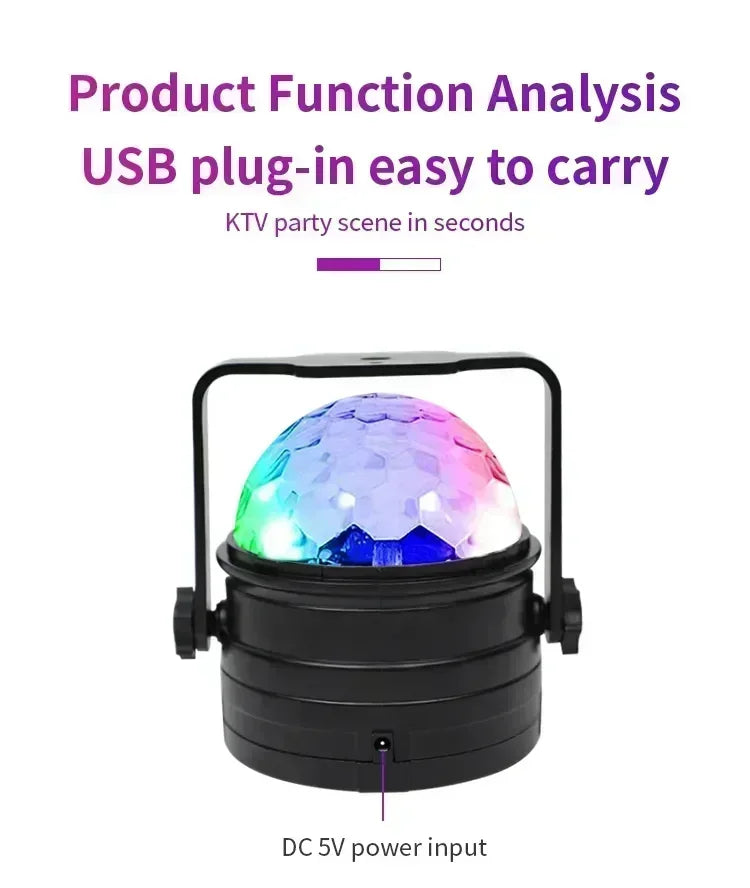 LED Stage Disco Light Rotating DJ Ball Strobe Remote Sound Control Magic Dance Car RGB Christmas Gift Party Club Laser Show Lamp