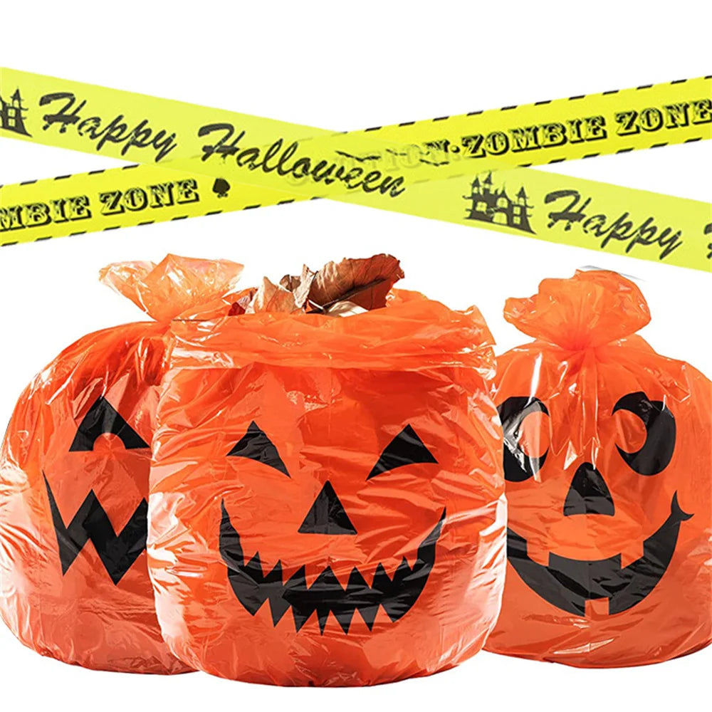 Large Halloween Pumpkin Plastic Garbage Leaf Bags For Home Outdoor Garden Yard Decoration Lawn Bag Happy Halloween Party Props