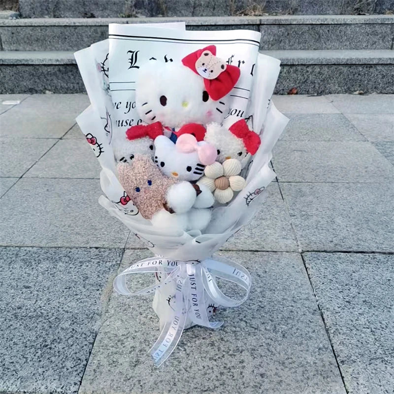 MINISO Anime Hello Kitty Kuromi Bouquet Cinnamoroll  Anime Plush Doll Toy  Valentine's Day Birthday Christmas Gift
