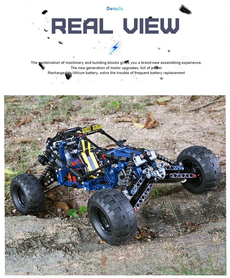 Mould King 18018 Technical Car Toys The RC MOC-3028 Blue Lightning Buggy Building Block Assembly Car Brick Kids Christmas Gift