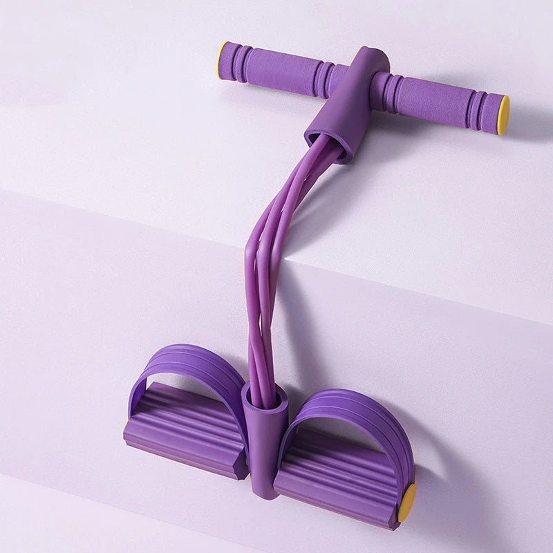 4-Tube Yoga Pedal Puller Woman Resistance Bands Abdomen Waist Arm Training Elastic Pull Rope Fitness Equipment Portable Sports